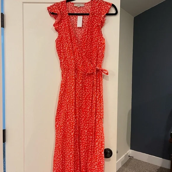 loft red wrap dress LOFT Ann Taylor Women's Rust Long Sleeve Wrap